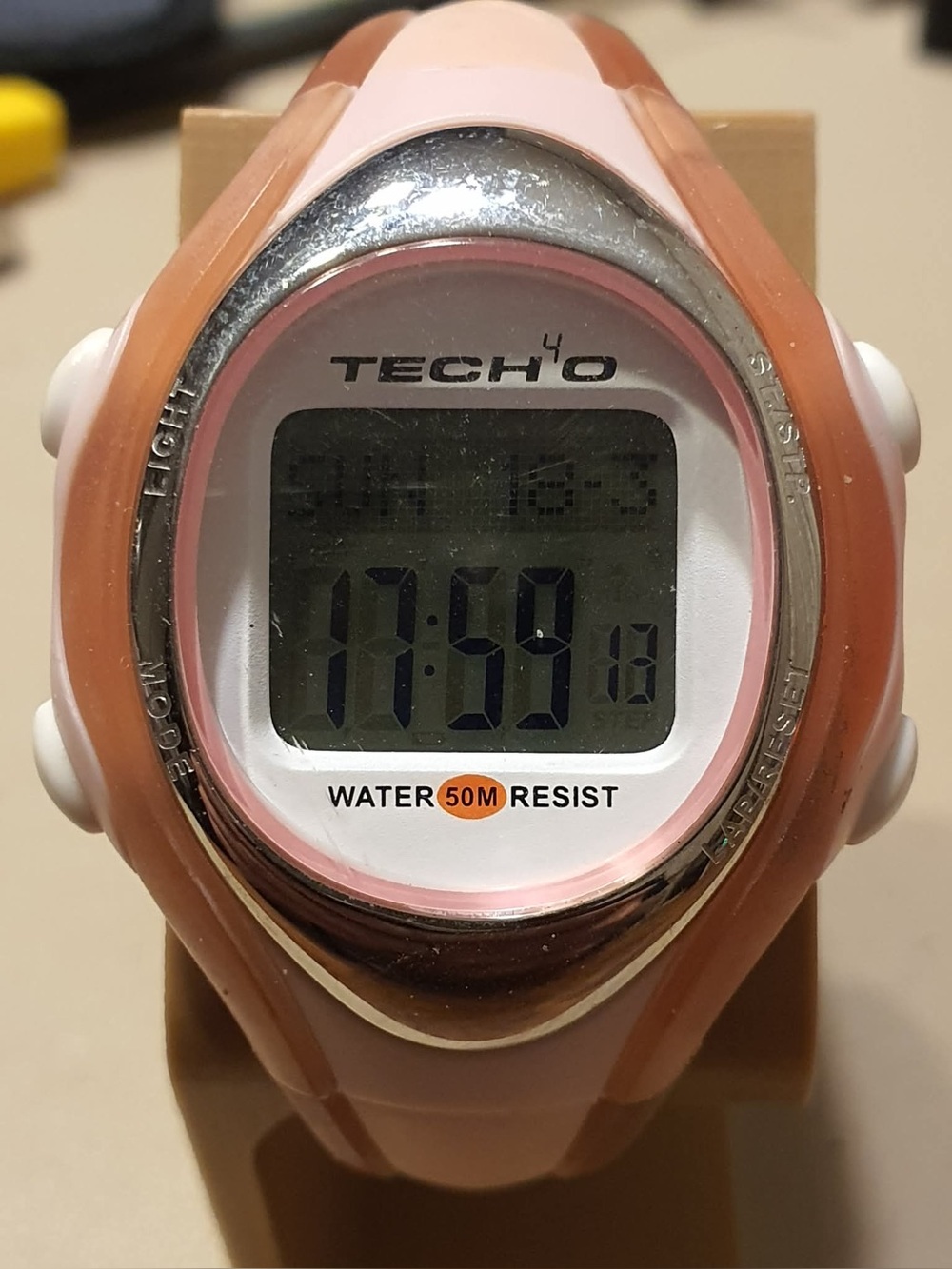 10/$20 Tech40 Accelerator Silver/Pink Resin Digital Alarm Chrono Women's Watch